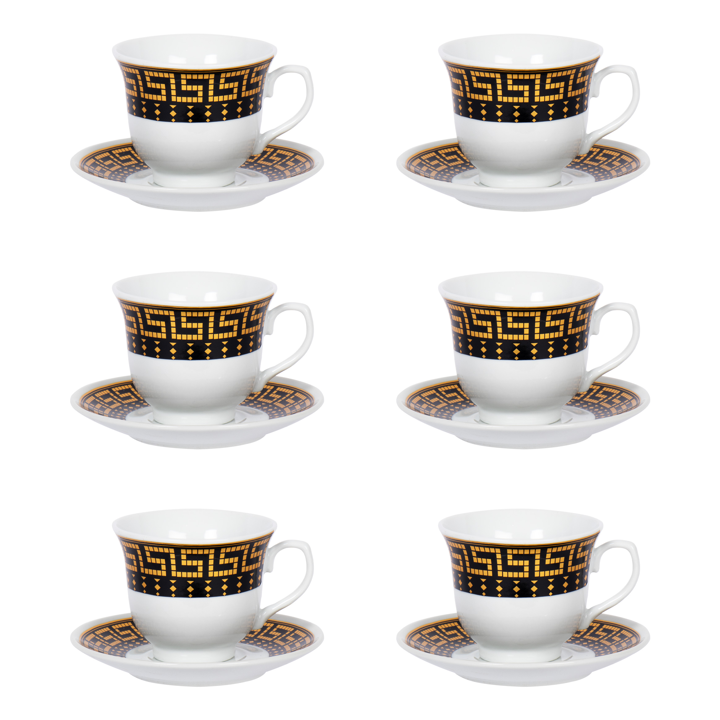 Tea Set Meander 12pc Black-Gold