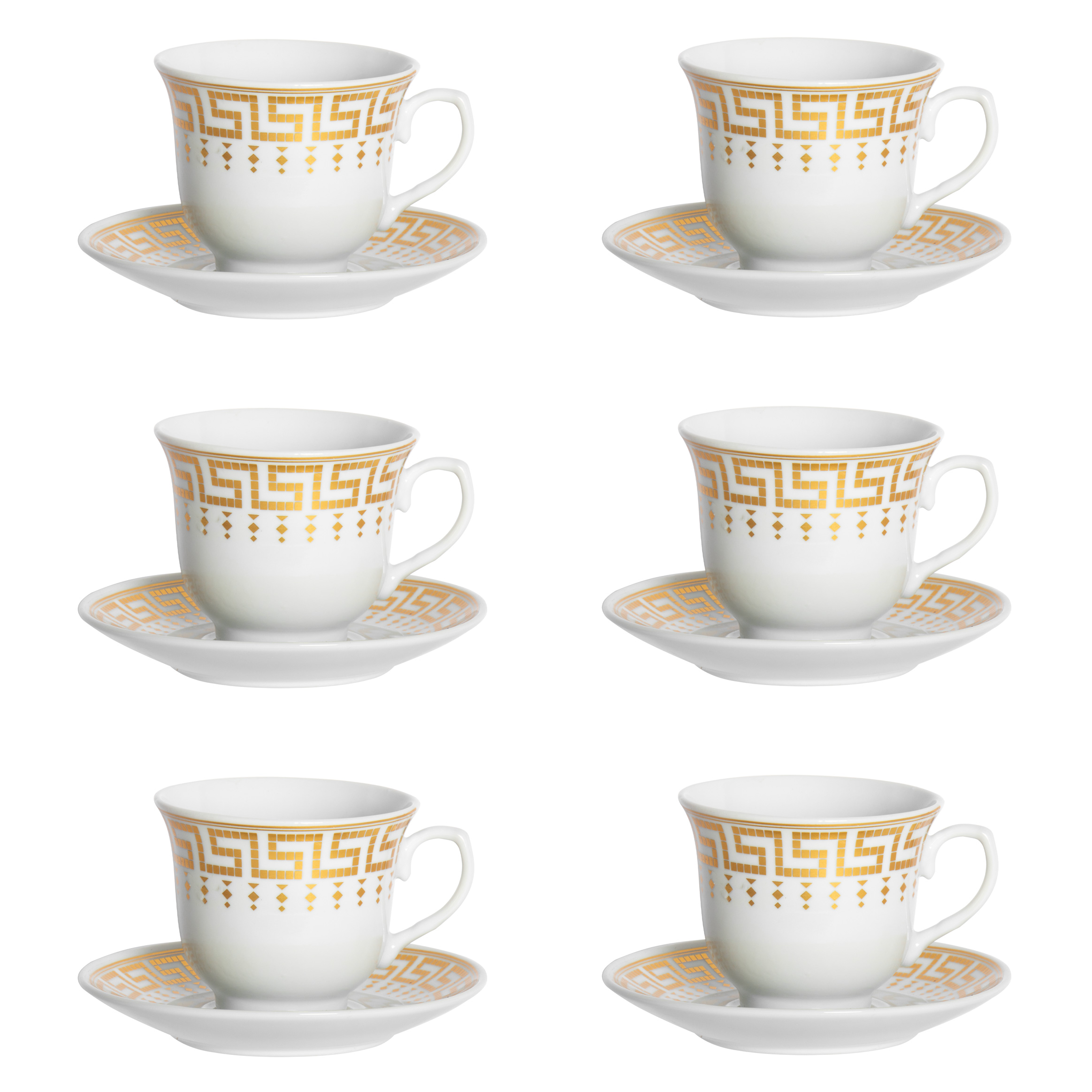 Tea Set Meander 12pc White-Gold