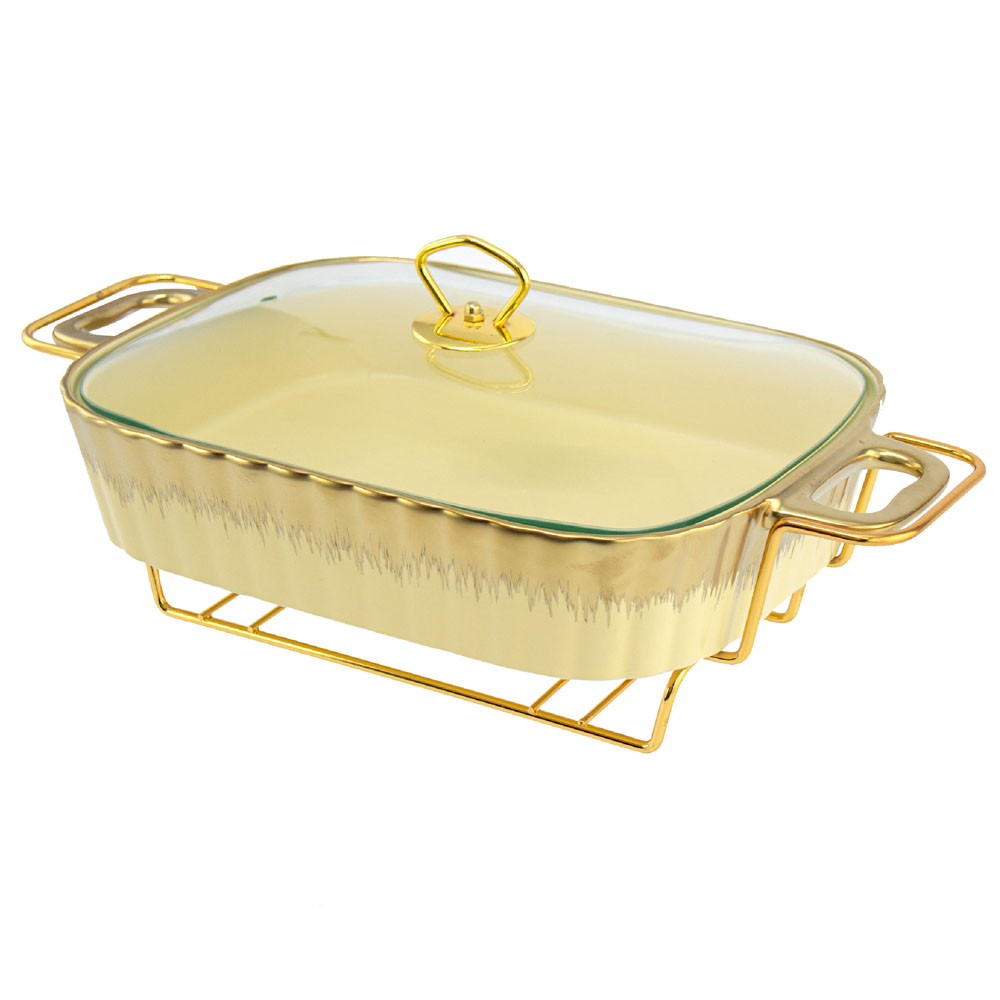 Porcelain Chafing Dish Cream-Gold 2.5L