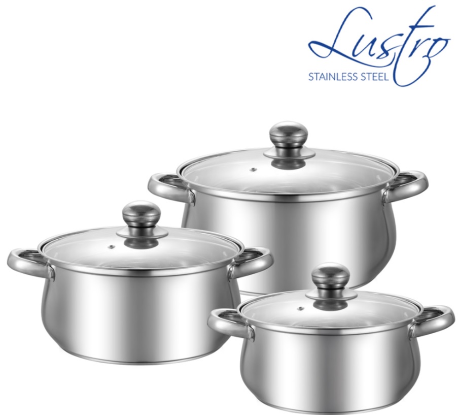 Lustro Stockpot stainless steel Set 3pc  
