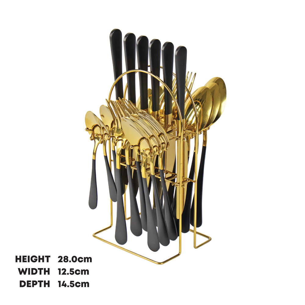 Cutlery Set 25pc Gold-White or BLACK-GOLD
