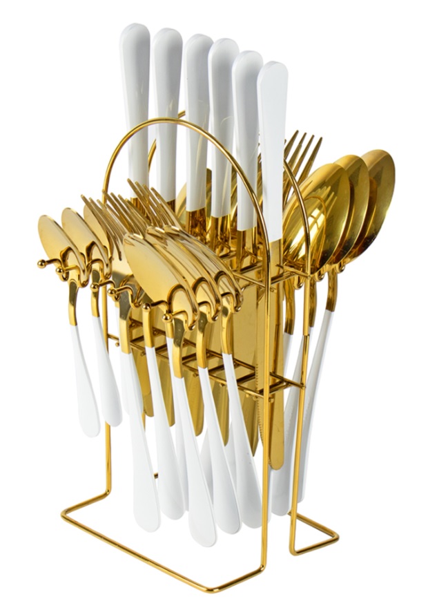 Cutlery Set 24pc Gold-White