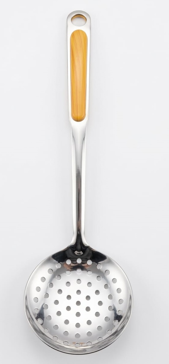 Wooden Affect Plastic Handle Stainless Steel Skimming Spoon 36CM