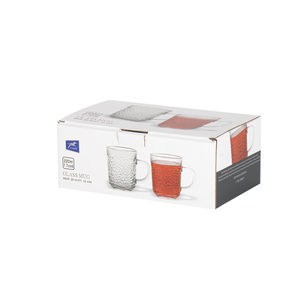 Glass Mug Set 6pc Granulate 220ml