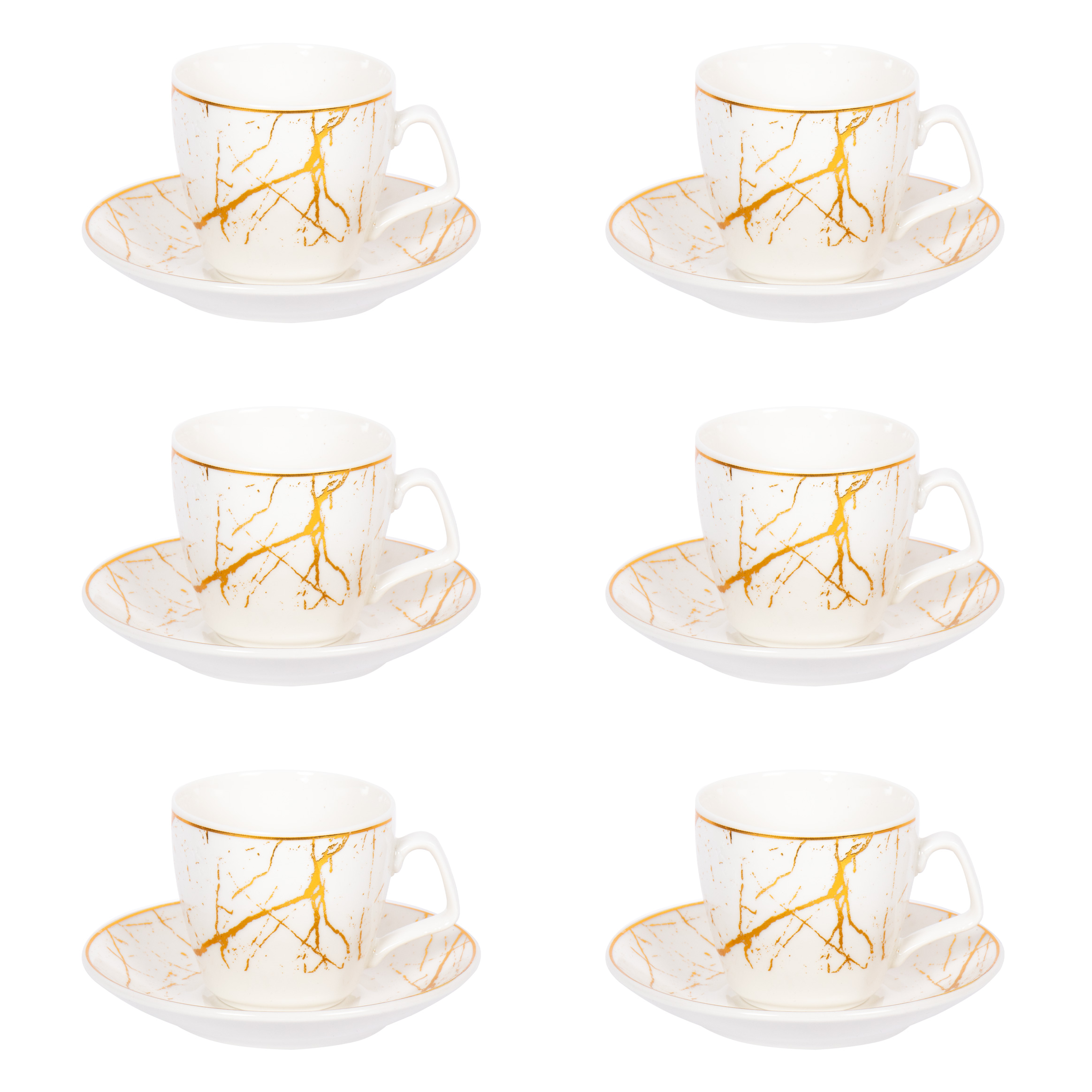 Tea Set 12pc Marbled Gold