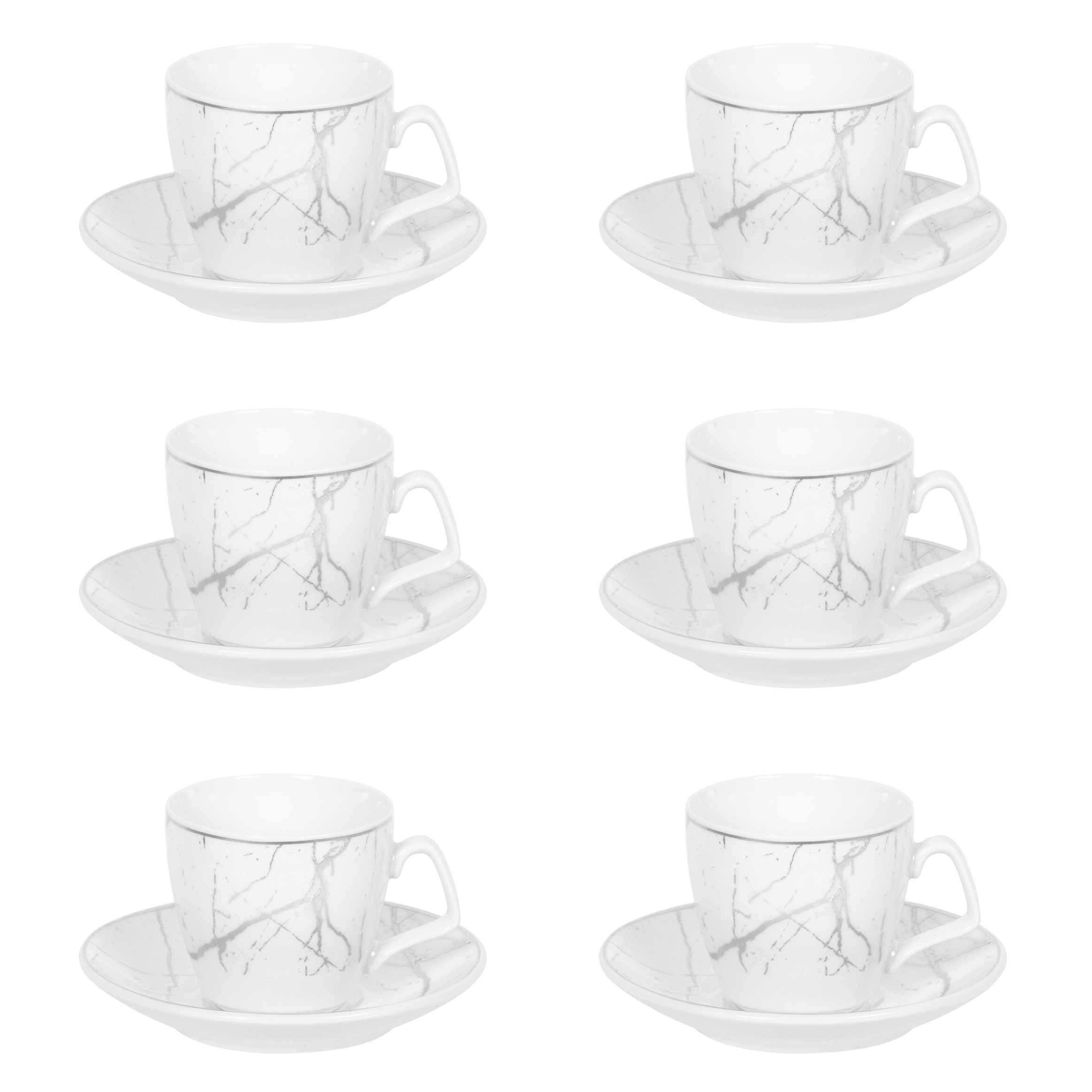 Tea Set 12pc Marbled Silver
