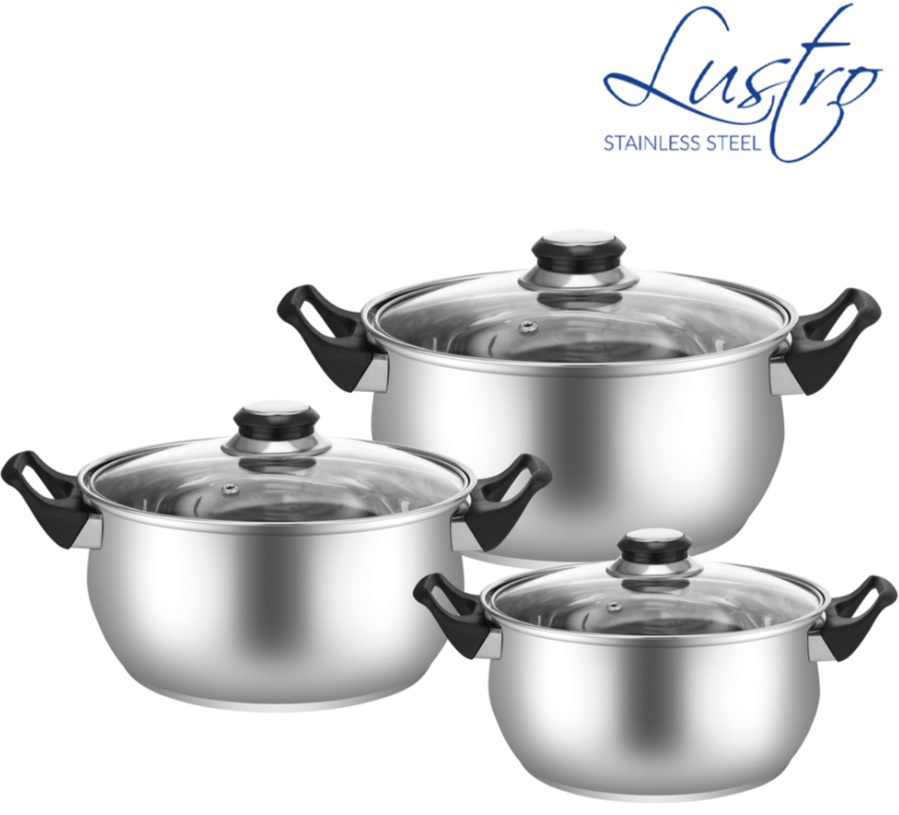 Lustro Stockpot stainless steel Set 3pc Black 