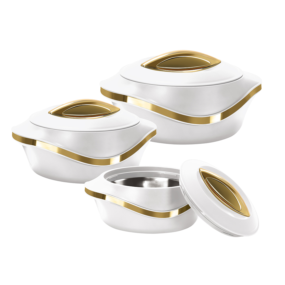 Casale Insulated Hot Pot Set 3pc White-Gold (1.0 - 1.5 - 2.5L)