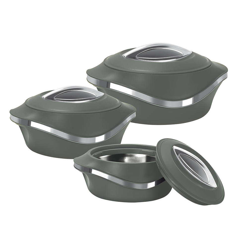Casale  Insulated Hot Pot Set 3pc Grey-Silver (1.0 - 1.5 - 2.5L)