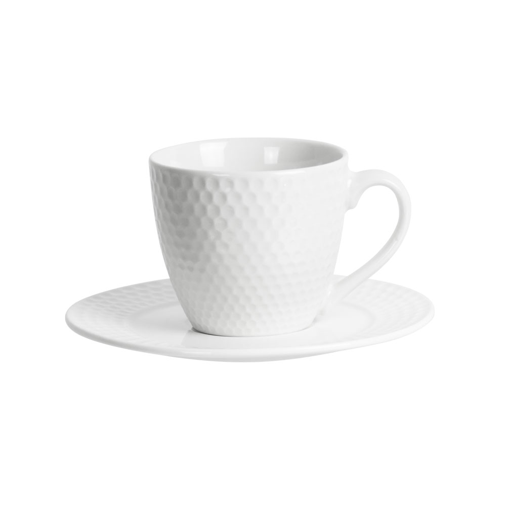 Embossed Cup and Saucer Honeycomb 230ml Ceramic