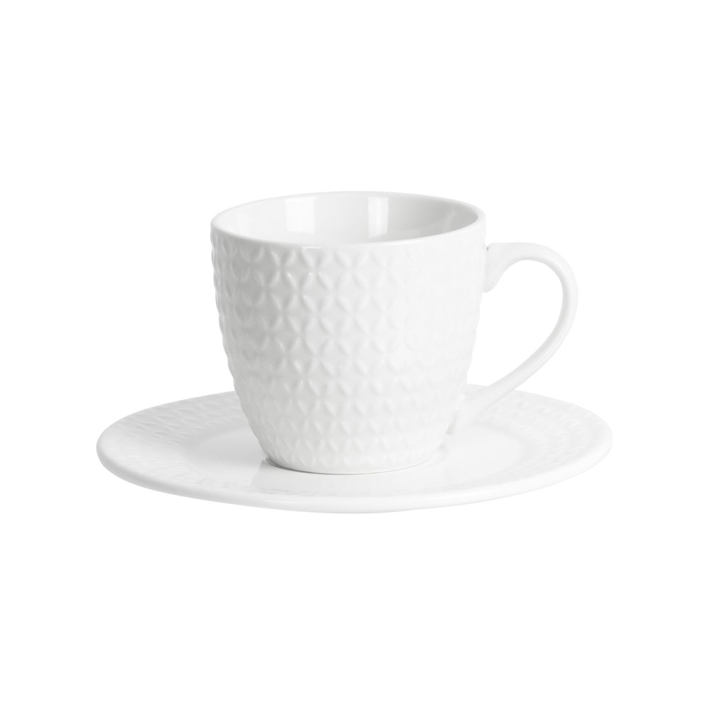 Embossed Cup and Saucer Chevron 230ml  Ceramic