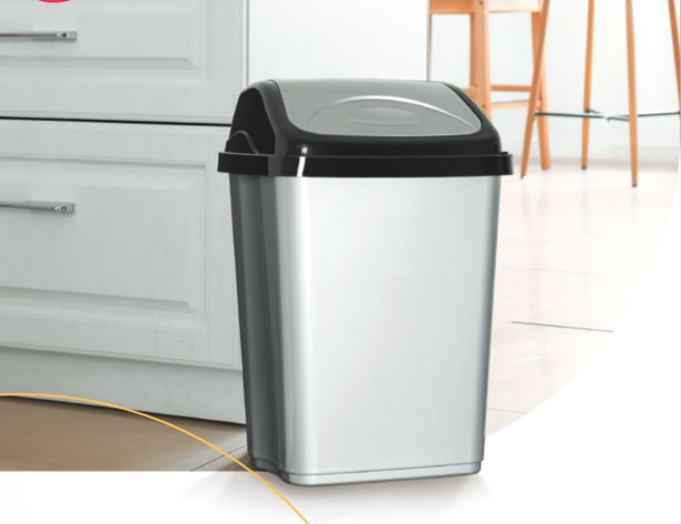 Divanot Plastic Trash Bins With Lid, 26 Litre