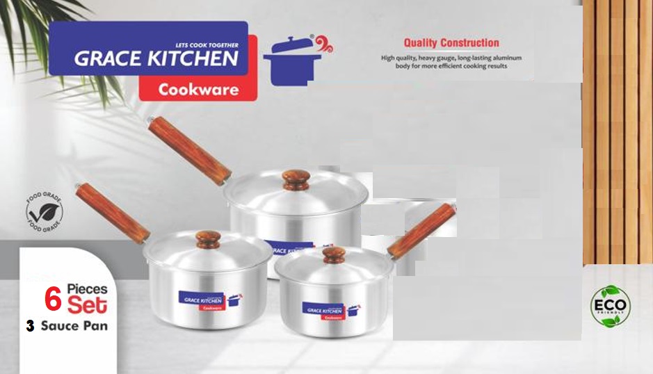 Metal Finish Saucepan Set  4 x 6 (23-26-28 CM)