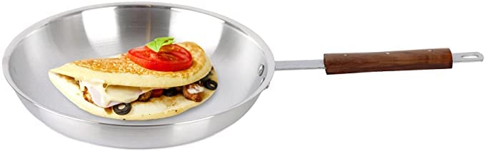 Metal Finish Fry Pan with Wooden Hanlde (24CM)