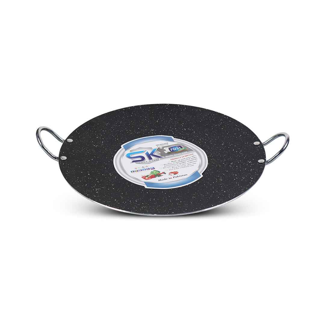 SK GRIDDLE 50cm Marble Coated Double Handle Tawa Black