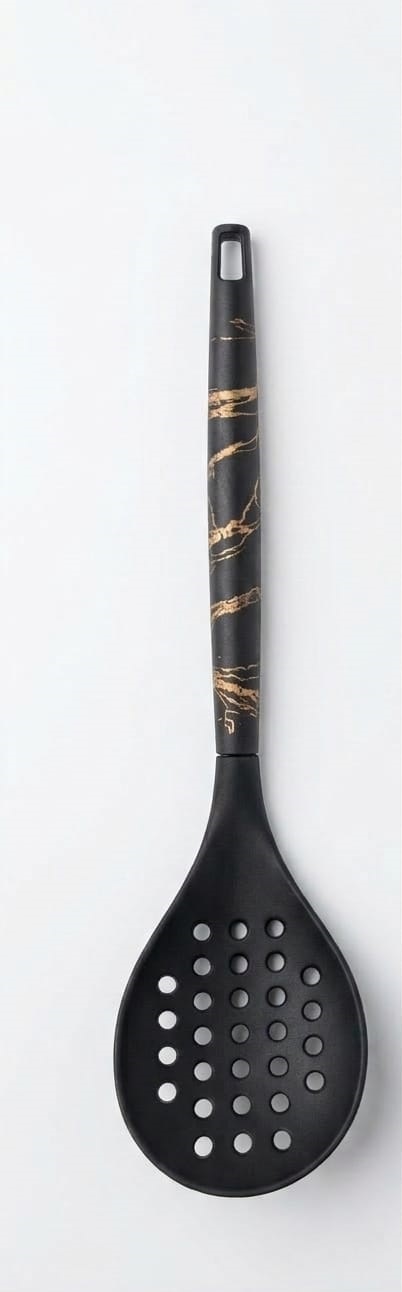 Black/Gold Marble-Patterned Handle Silicone Skimmer Spoon 33cm