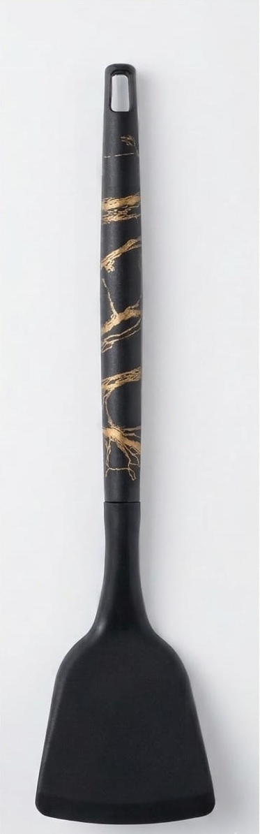 Black/Gold Marble-Patterned Handle Silicone turner 33cm