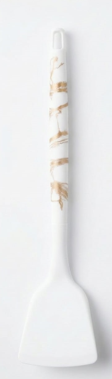 White/Gold Marble-Patterned Handle Silicone turner 33cm