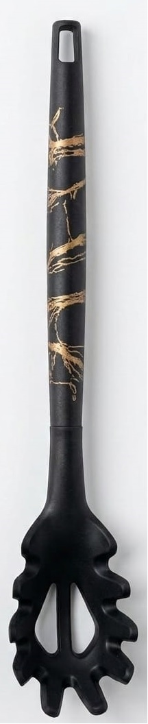 Black/Gold Marble-Patterned Handle Silicone Spaghetti Spoon 31.5cm