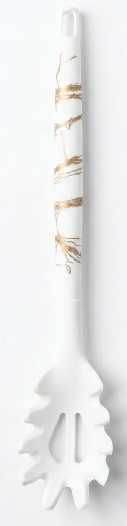 White/Gold Marble-Patterned Handle Silicone Spaghetti Spoon 31.5cm