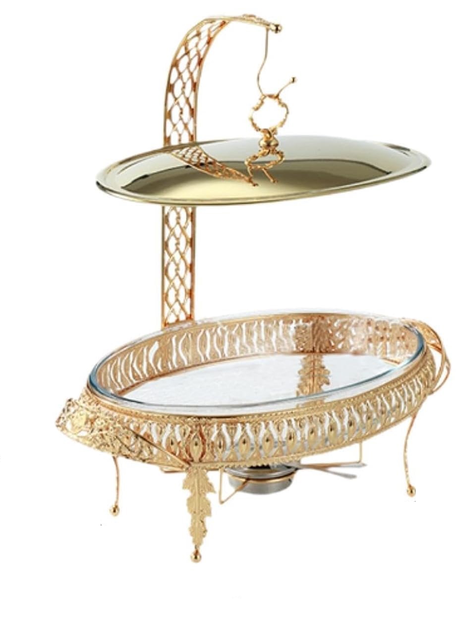 Portable Buffet Dish Warmer with Hanging Lid (Glass Bowl 3 Litre) GOLD