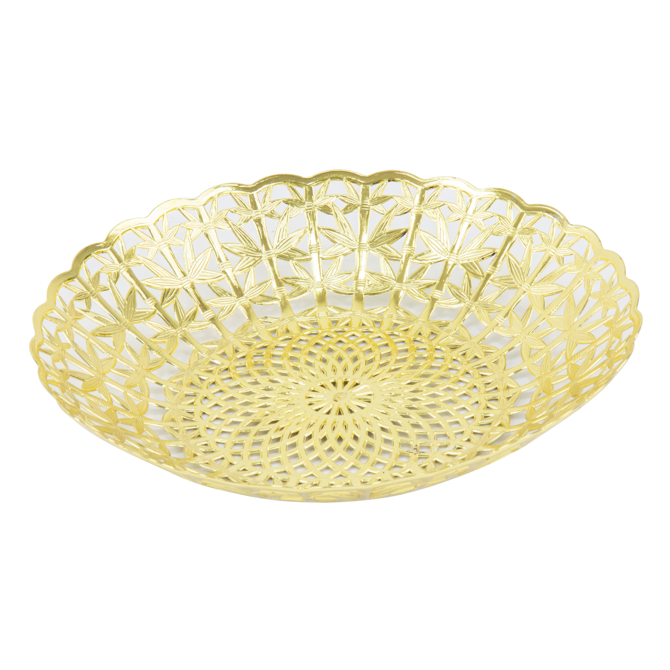 Plastic Lace Fruit Basket Gold