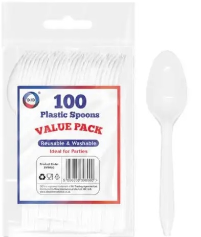 100pc Reusable Plastic Spoons
