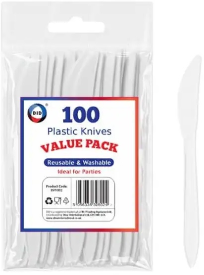 100pc Reusable Plastic Knives