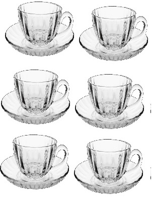 6PCS TEA/COFFE SET WITH SAUCER  210 ML