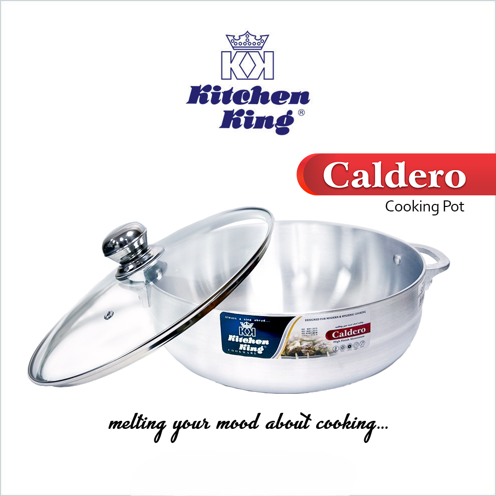 Premium Quality Metal-Finish Caldero Pots (Glass Lid) (24 CM)