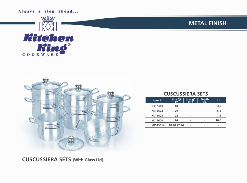 KK Metal-Finish Cuscussiera Set 8 PCS (18-20-22-24 CM)