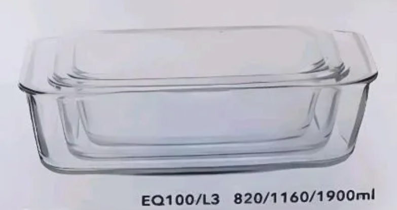 3pcs Glass Serving Dish Without lid  (820-1160-1900ML)