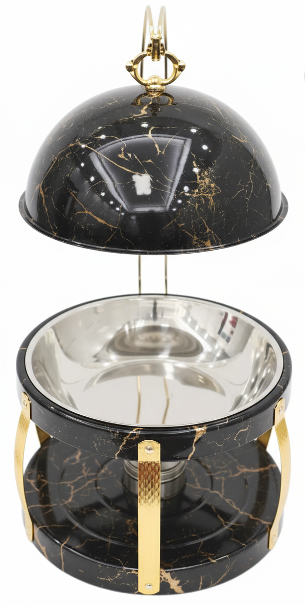 DESIGNER Marble Finish Buffet Dish 8L (Black/Gold)