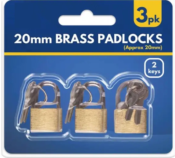 3pc 20mm Brass Padlocks