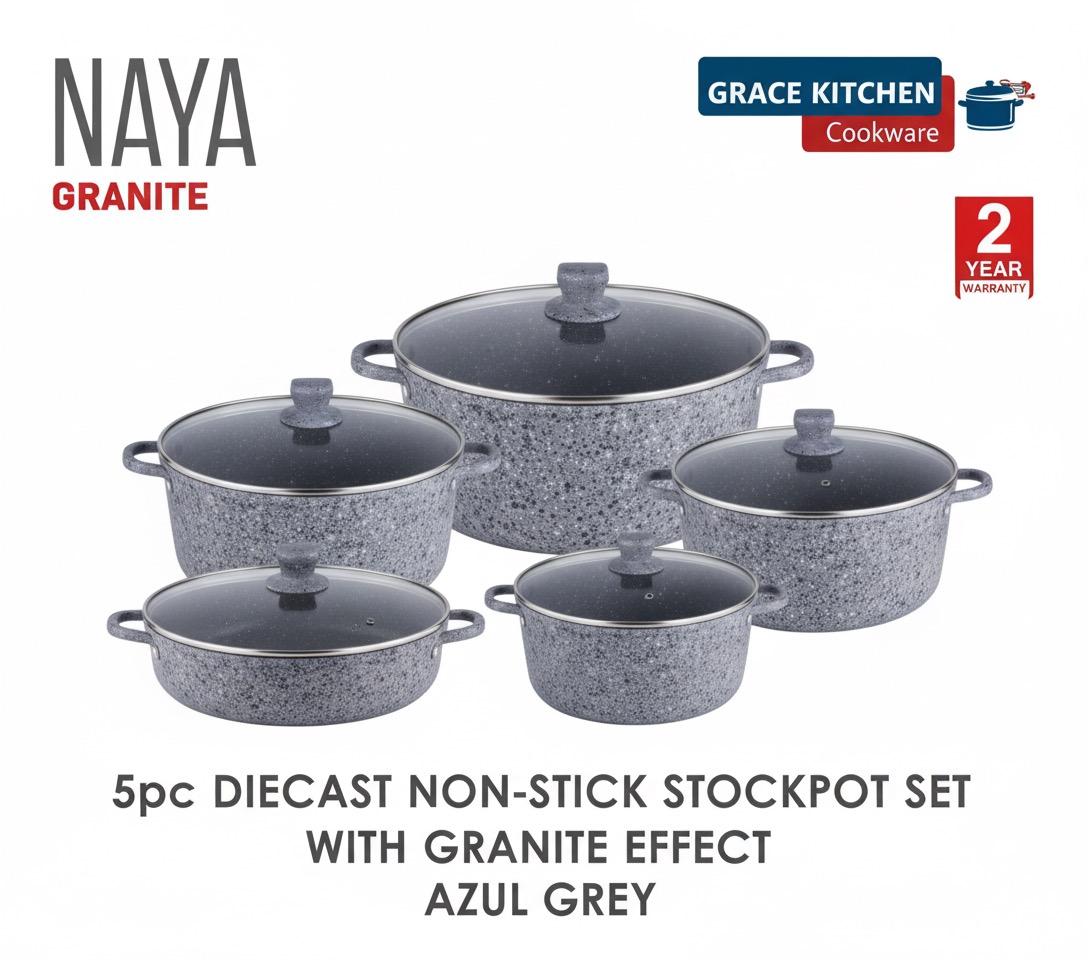 NAYA 5 PIECES GRANITE MARBLE DIE-CAST SET (INDUCTION) GREY