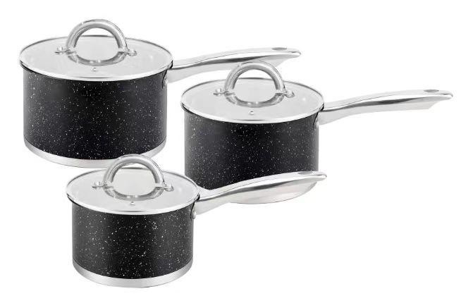 6PCS stainless steel saucepan set Black Marble Glass lid 