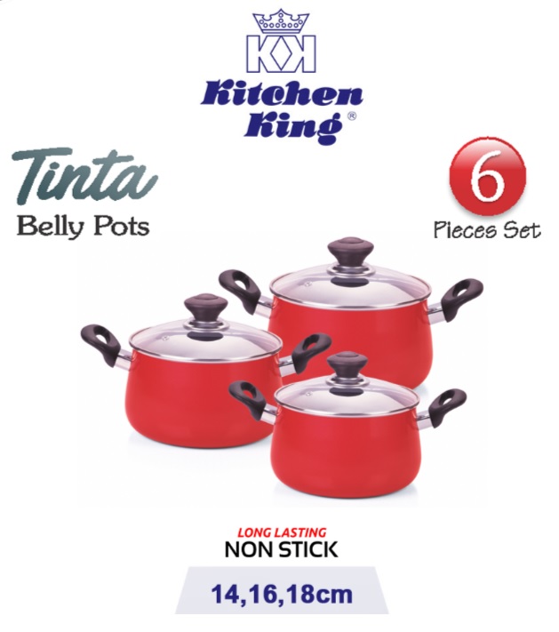 KK Non-Stick Tinta Belly Pots 6PCS (14,16,18CM)