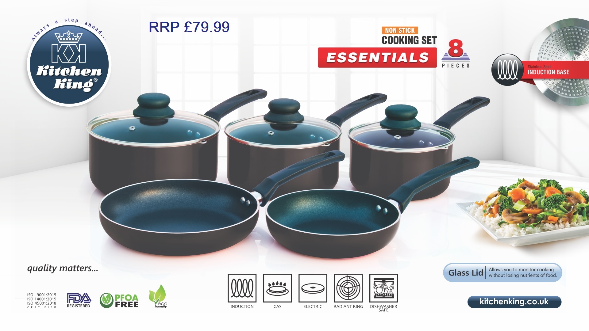 Kitchen King Essential Set (INDUCTION) 8 Pieces