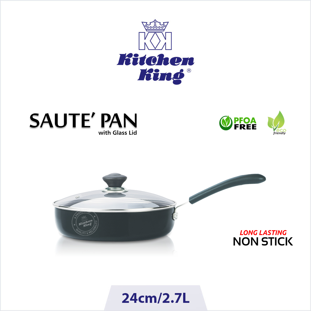 KK Saute Pan 24CM Black (Glass Lid) (INDUCTION)