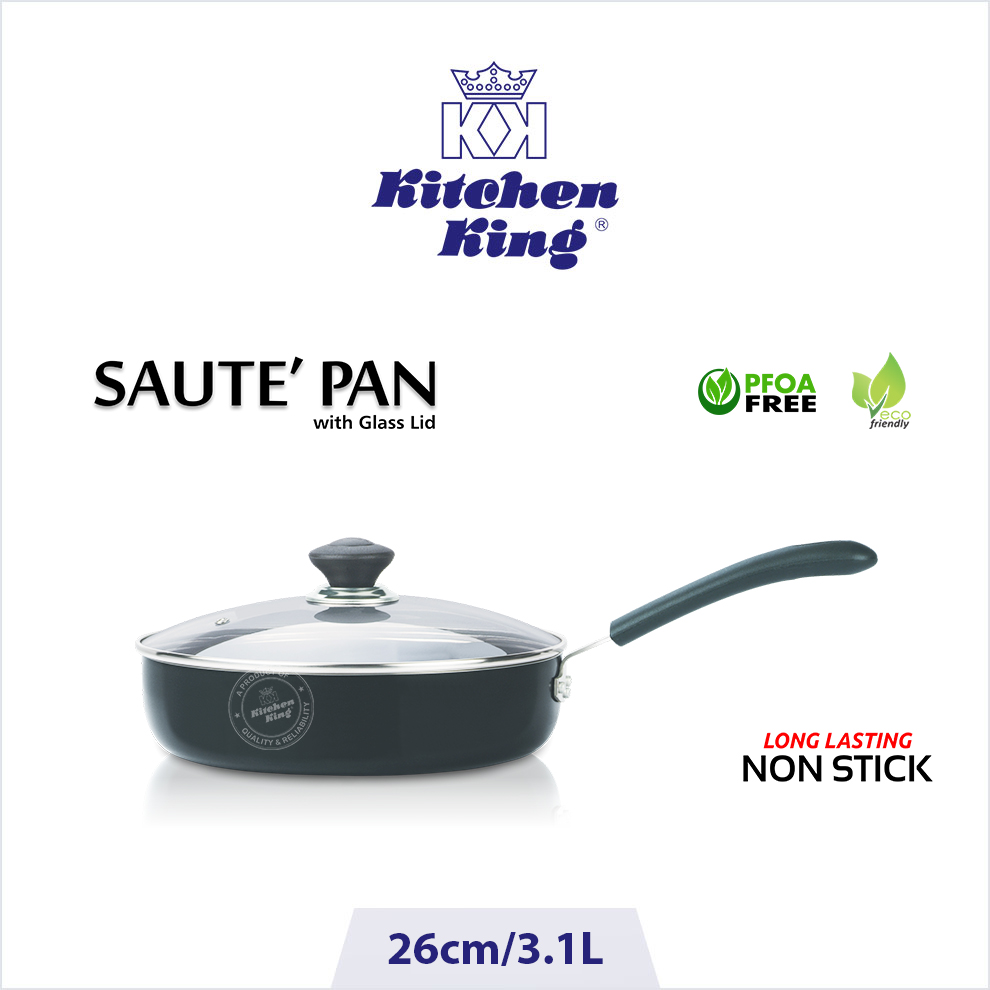 KK Saute Pan 26CM Black (Glass Lid) (INDUCTION)