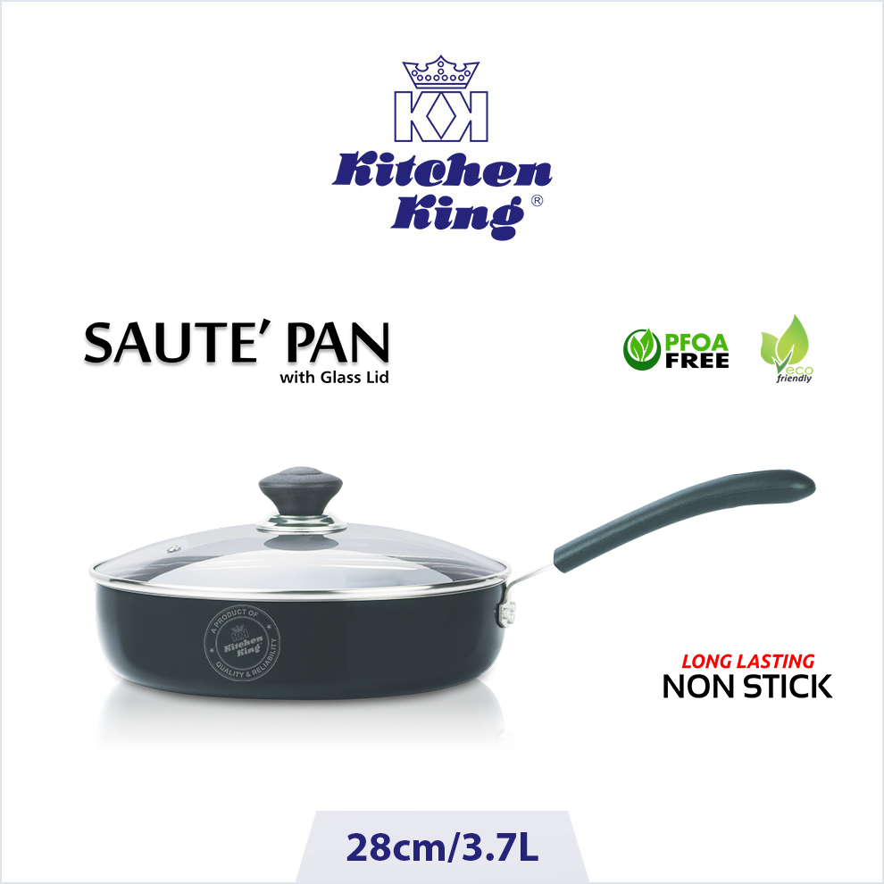 KK Saute Pan 28CM Black (Glass Lid) (INDUCTION)