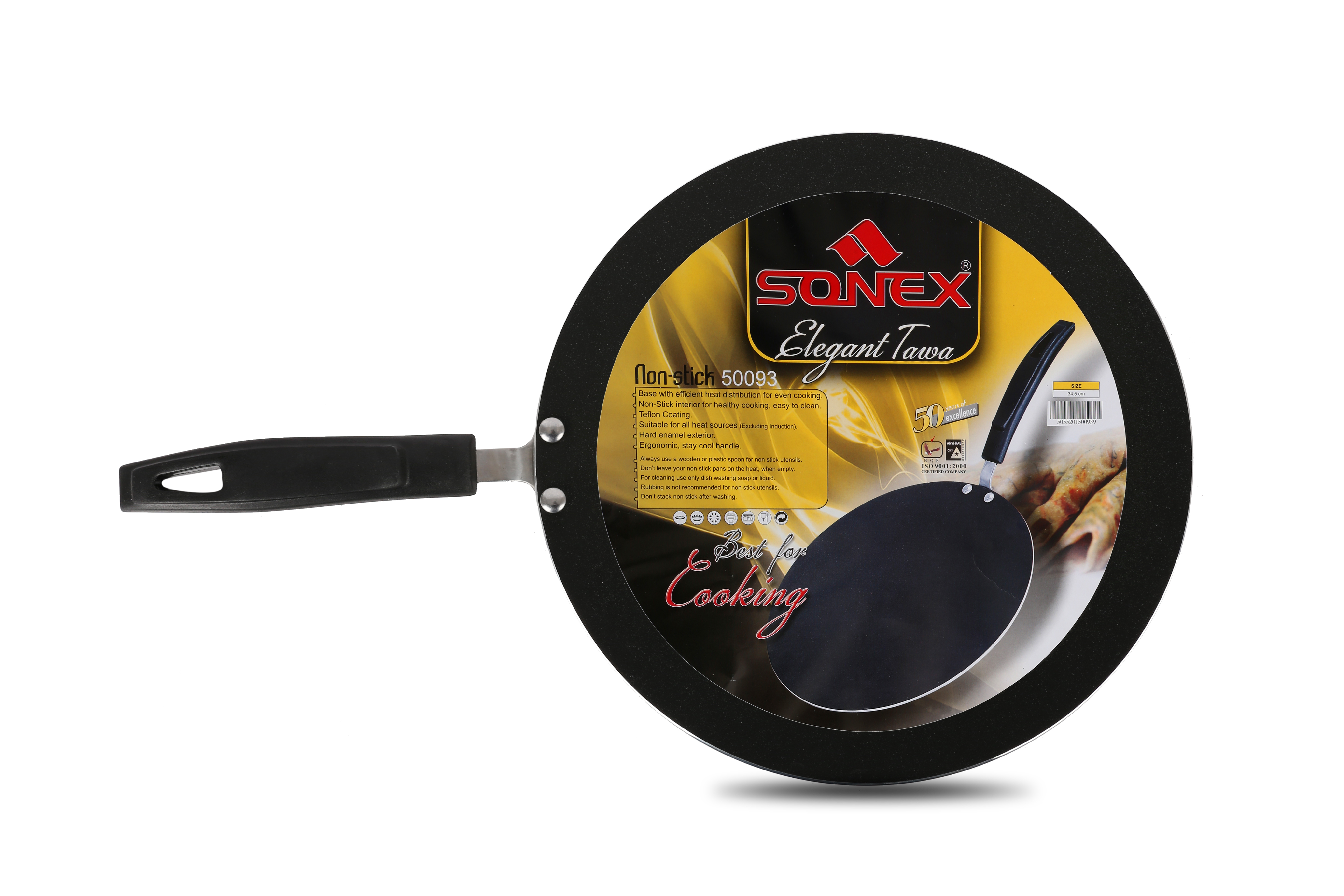 Sonex, Non Stick Elegant , Marble Coated Tawa, 35 cm, Black