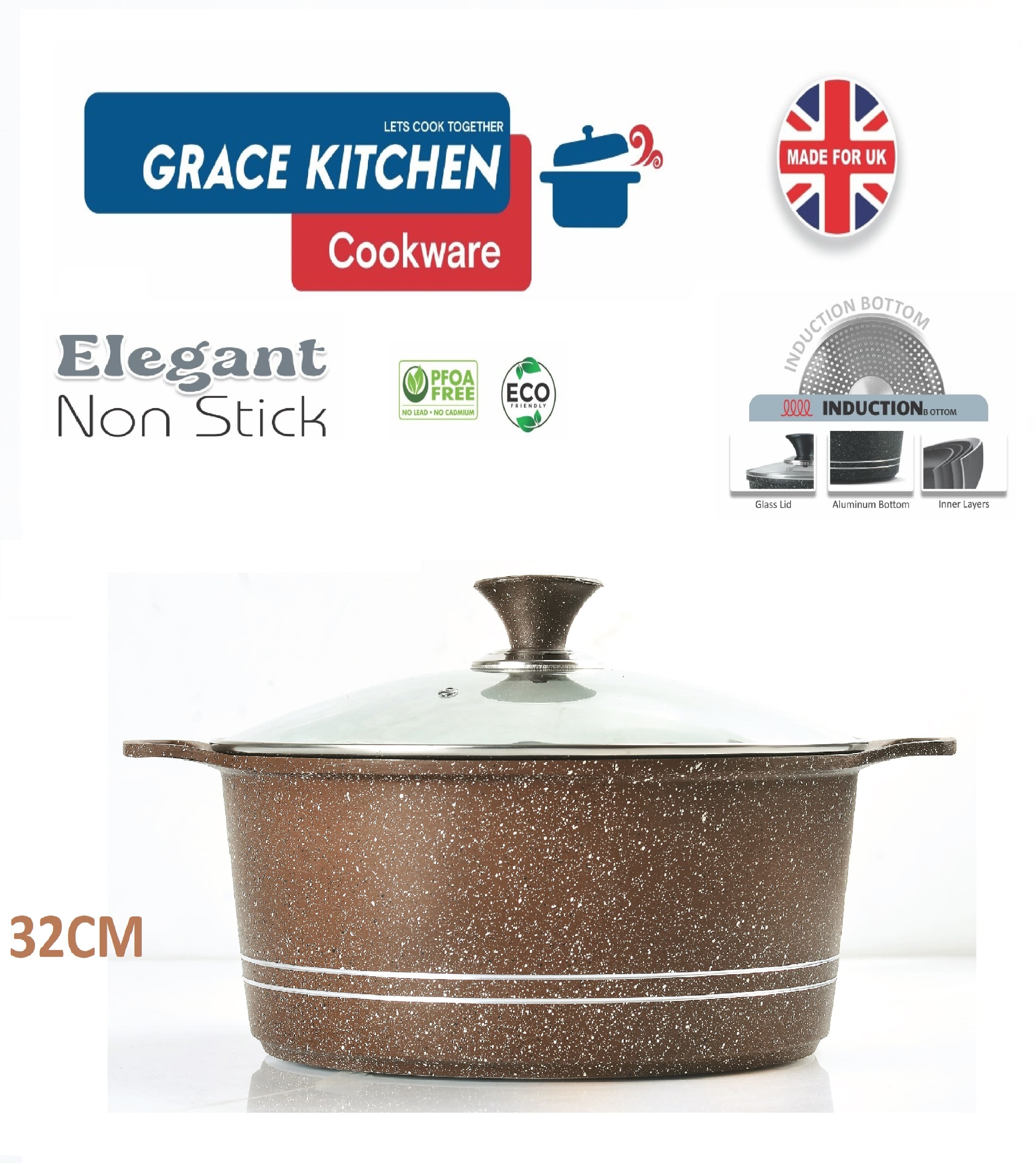 Ceramic Die-Cast Casserole Stockpot 32CM (INDUCTION) COPPER