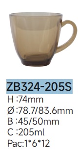 6PCS GLASS CUPS 205ML